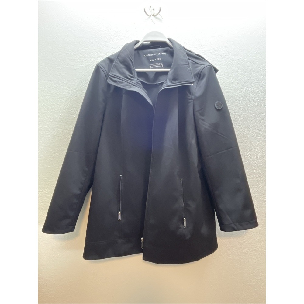 Andrew Marc Womens Water Repellent Jacket Black XXL 4 Way Stretch Detachable Hoo